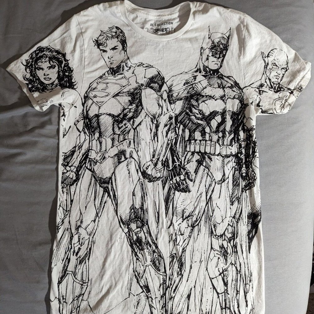 DC Jim Lee Collection T-Shirt SMALL Batman Superman Flash JL Justice League